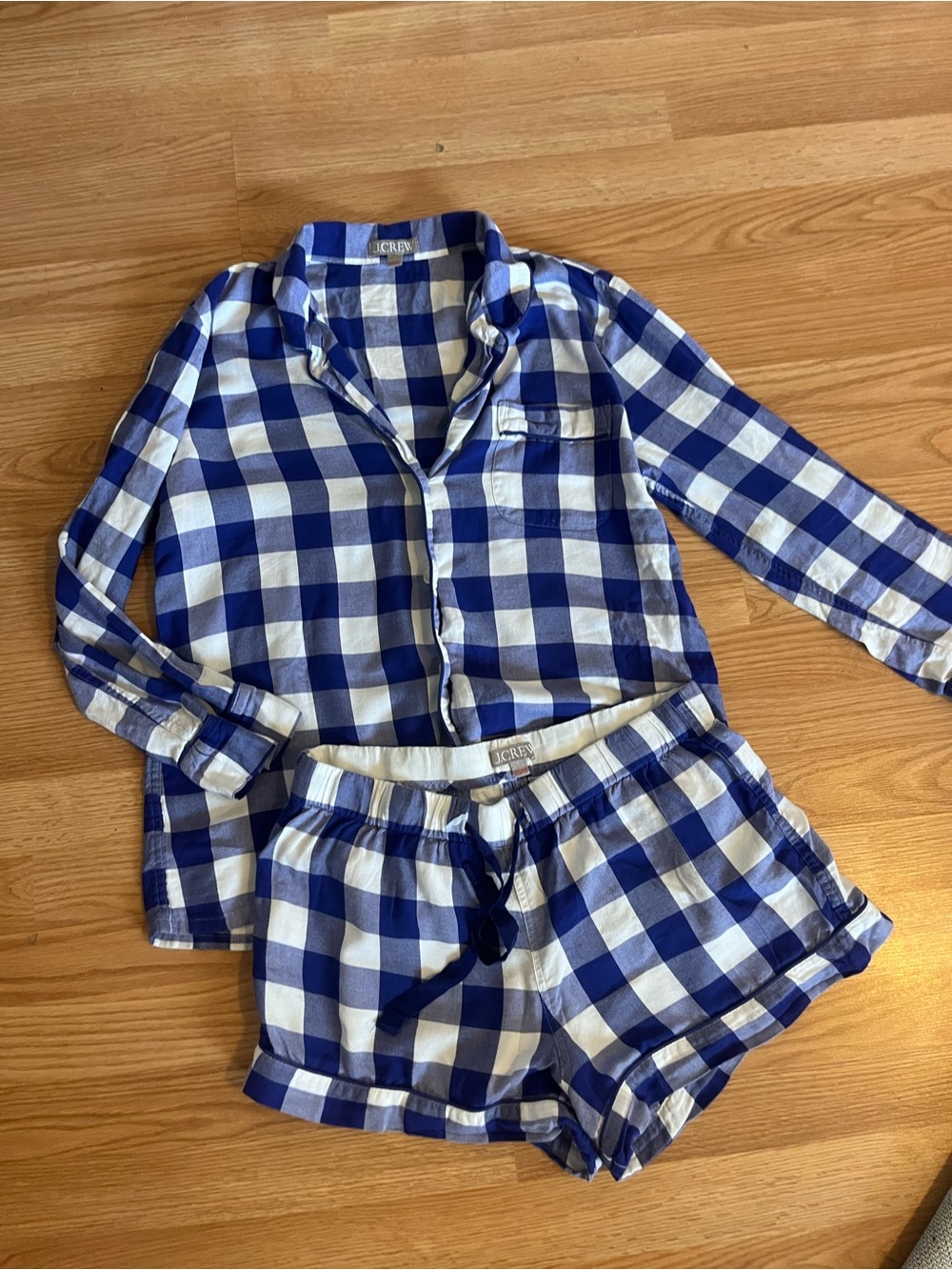 J. Crew Blue and White Gingham Women's Pajama Set